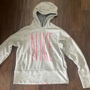 Grey Nike Hoodie With Pink Details